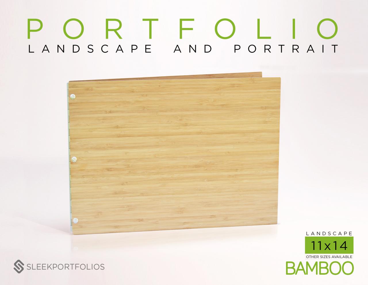 Portfolio 11x14 Bamboo Natural 100% Bamboo - Presentation Book - Folio - Screwpost Portfolio Presentation Book.